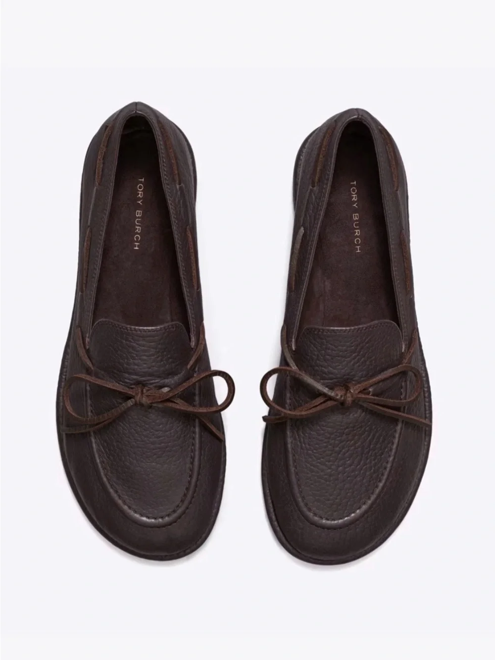 TORY BURCH The Boaty Brown Leather Boat Shoes 6.5